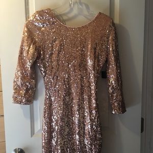 Gold sequin Lulu’s party dress